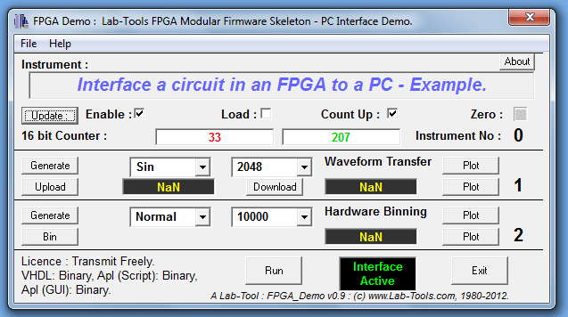 www.lab-tools.com - Interface a circuit in an FPGA to a PC